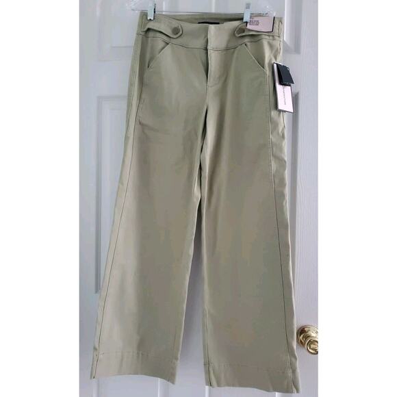 NWT BCBG Generation Trouser Wide-Leg Pants Womens 7/28 Kahki/Green/Tan - Picture 2 of 10